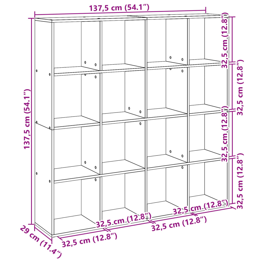 vidaXL Βιβλιοθήκη Καπνιστή Δρυς 137,5x29x137,5εκ. Επεξεργασμένο Ξύλο