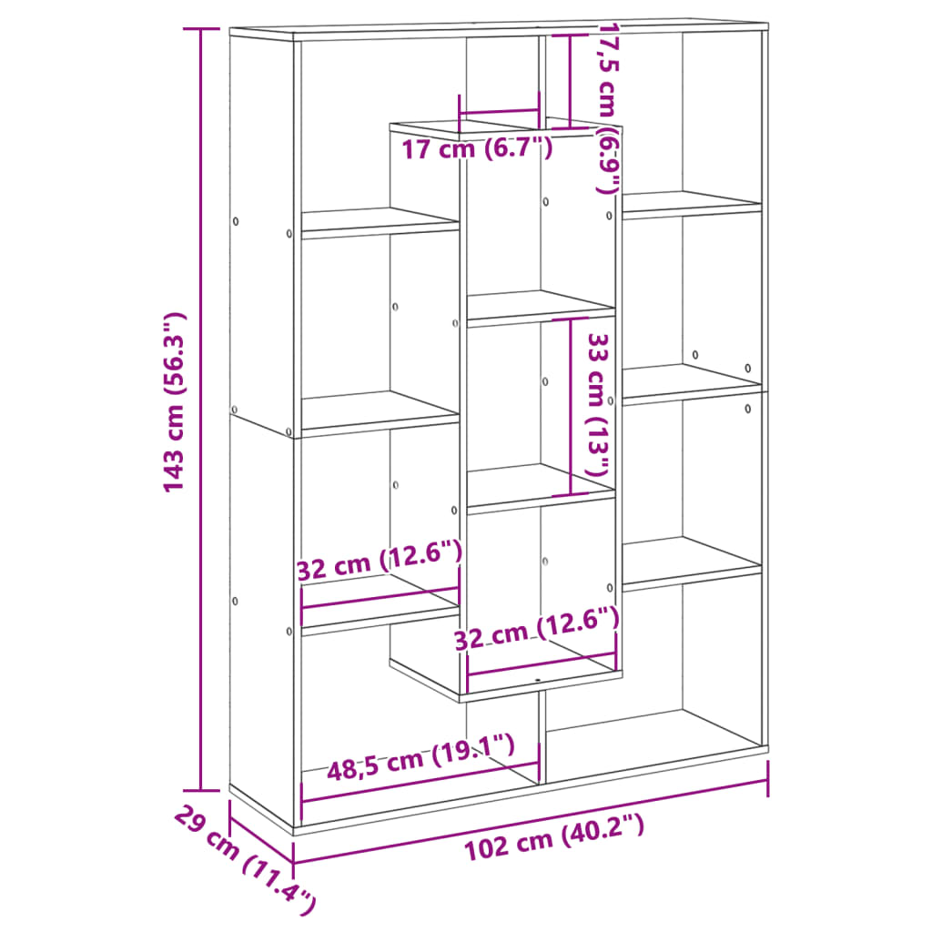 vidaXL Βιβλιοθήκη Λευκή 102x29x143 εκ. από Επεξεργασμένο Ξύλο