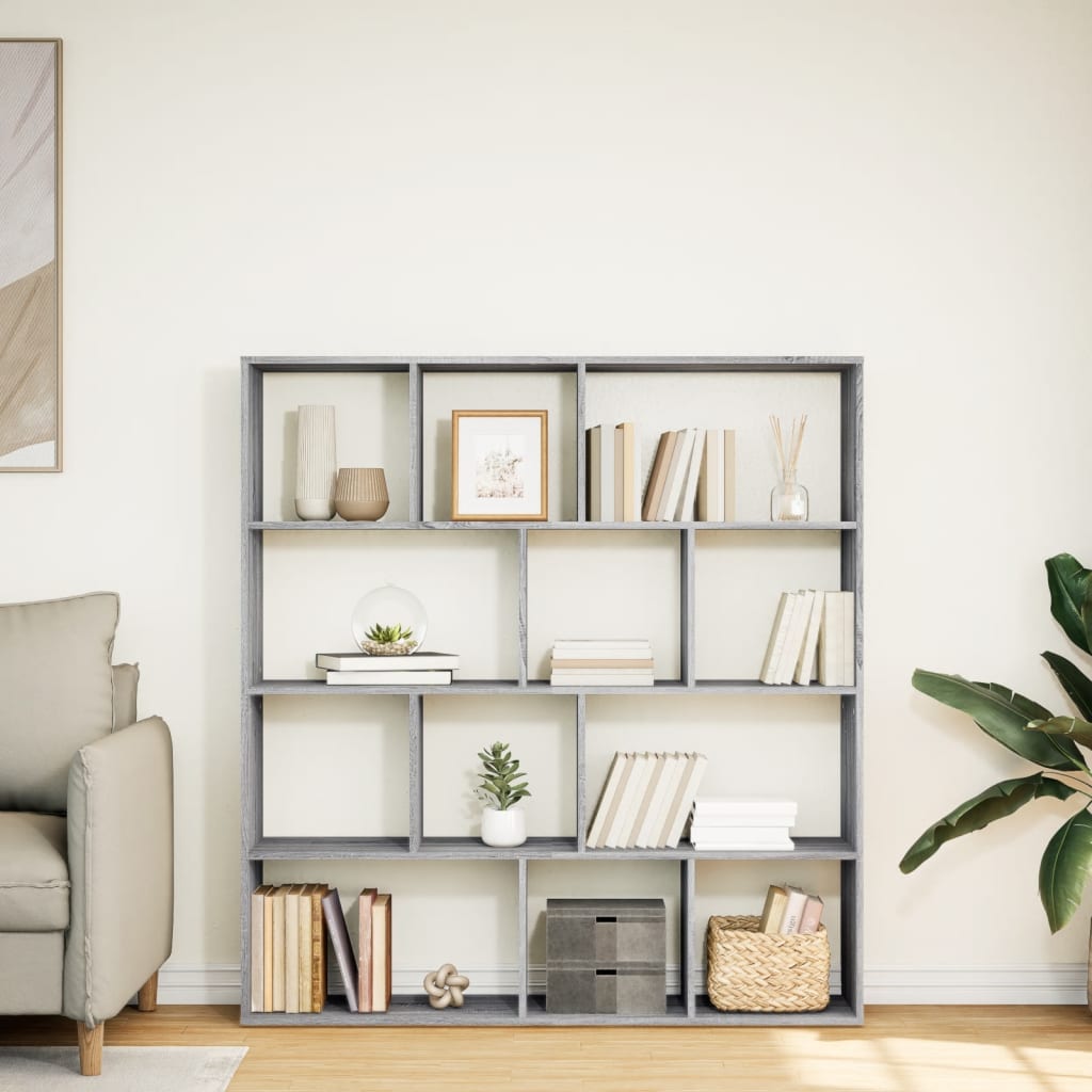 vidaXL Βιβλιοθήκη Γκρι Sonoma 132x29x141,5 εκ. από Επεξεργασμένο Ξύλο