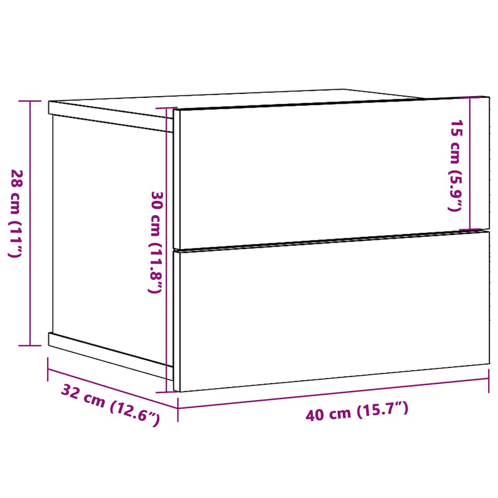 vidaXL Κομοδίνο Επιτοίχιο Αρτισιανή Δρυς 40x32x30 εκ