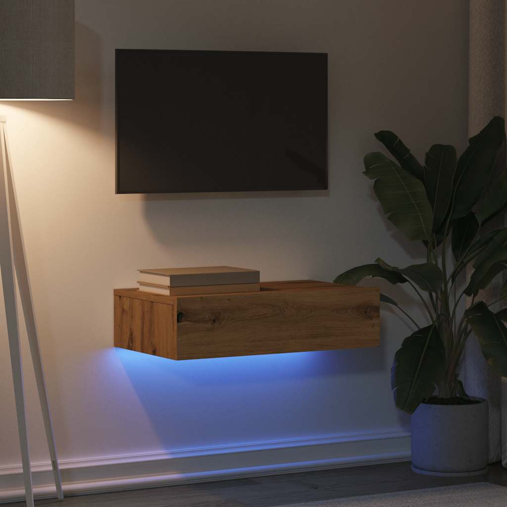ντουλάπι τηλεόρασης vidaXL με φώτα LED Artisan Oak 60x35x15,5 cm