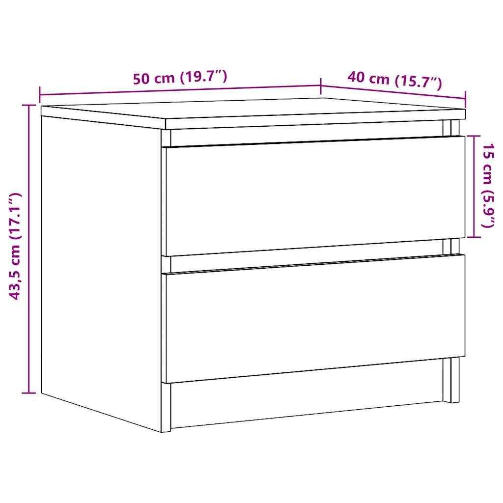 vidaXL Κομοδίνο Αρτισιανή Δρυς 50x40x43.5 εκ. από Επεξεργασμένο Ξύλο