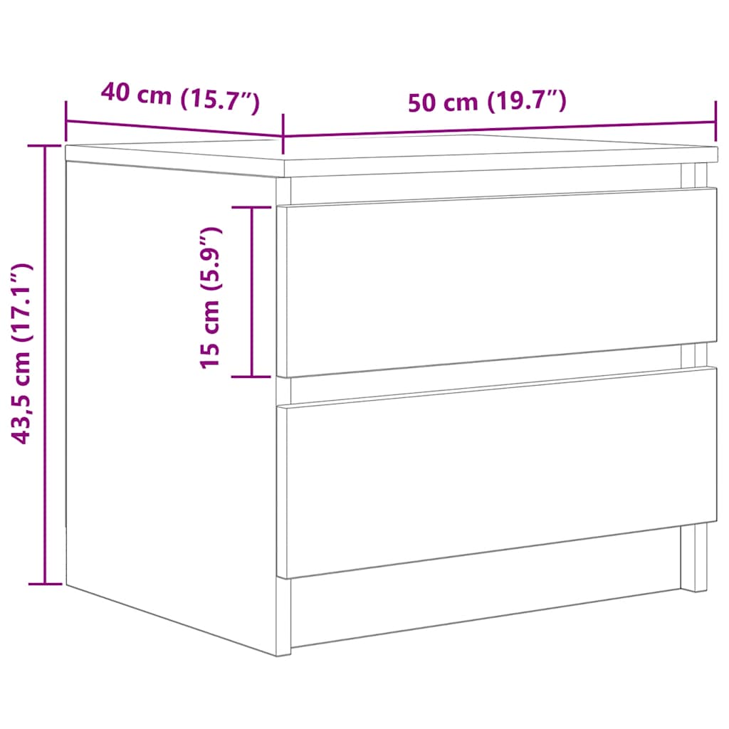 vidaXL Κομοδίνα 2 τεμ Artisan Oak 50x40x43.5 cm Κατασκευασμένο ξύλο