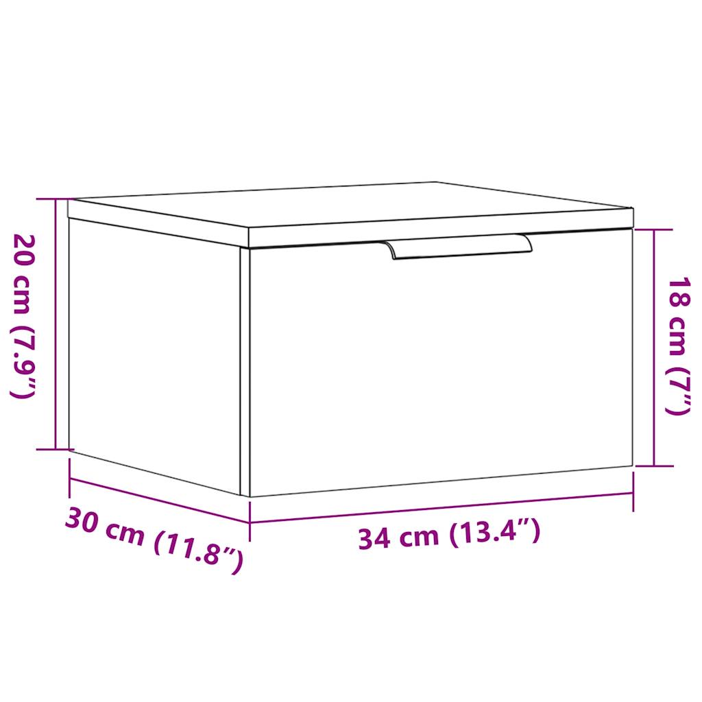 vidaXL Κομοδίνα Επιτοίχια 2 τεμ. Αρτισιανή Δρυς 34x30x20 εκ