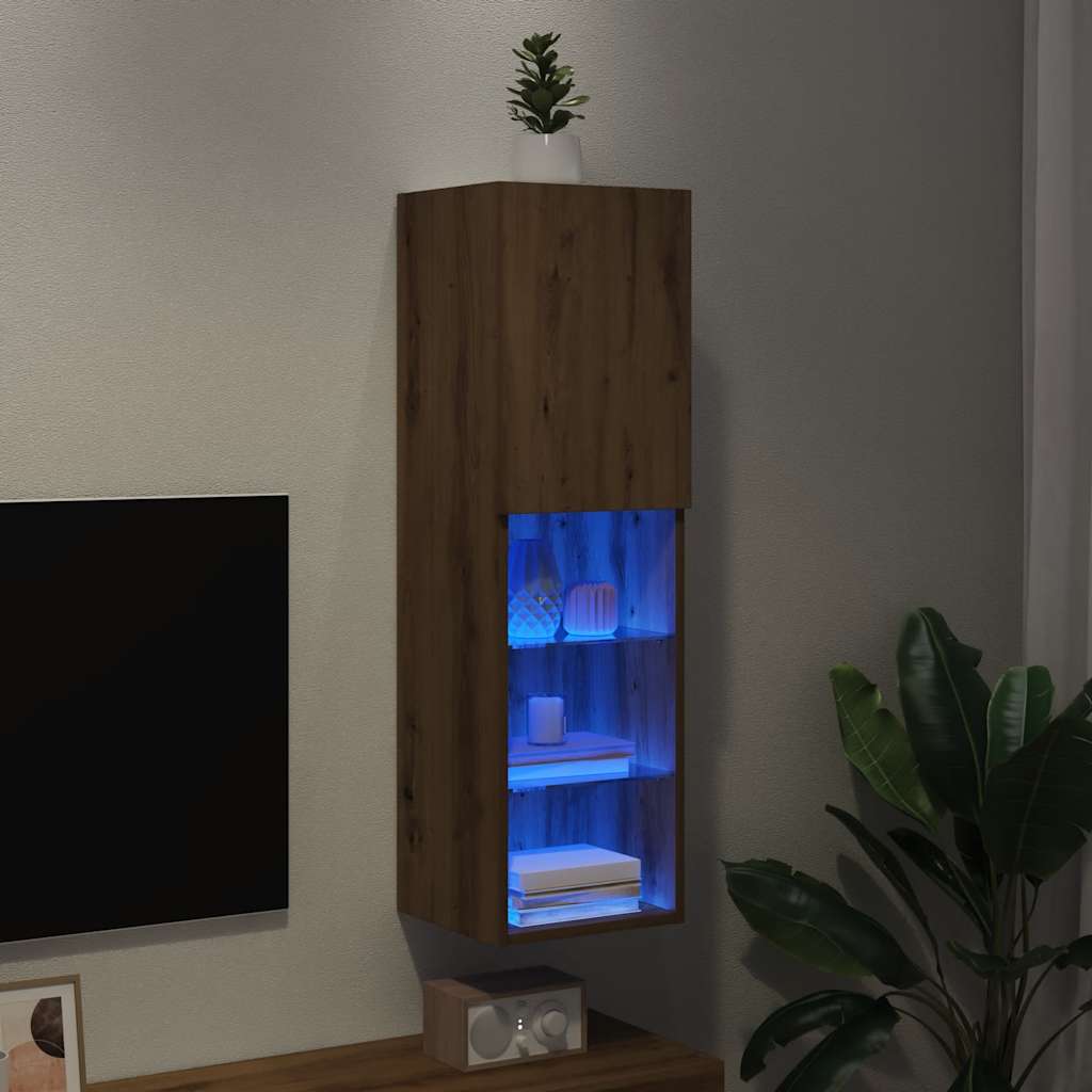vidaXL Έπιπλο Τηλεόρασης με LED Αρτισιανή Δρυς 30,5x30x102 εκ.