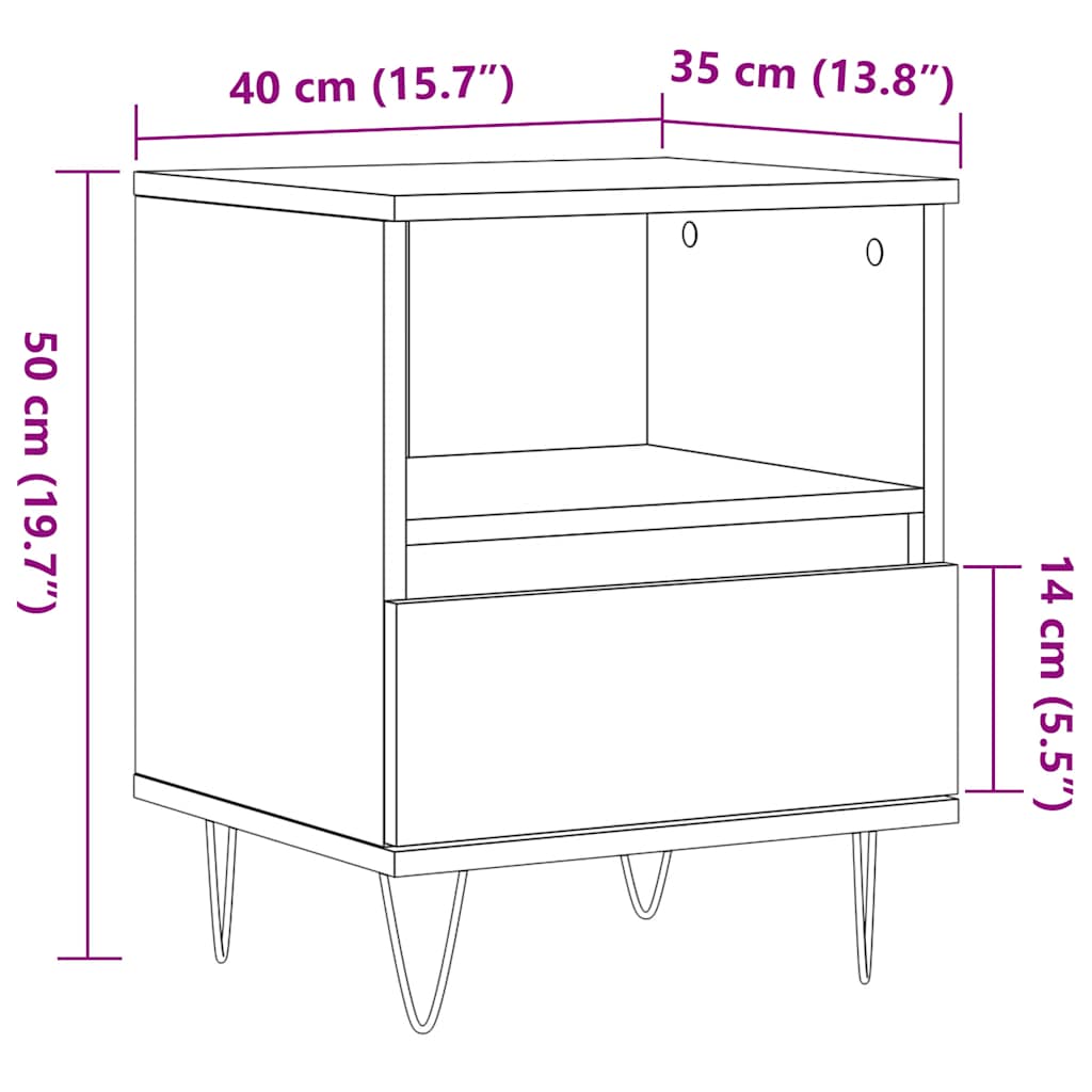 vidaXL Κομοδίνο Παλιό ξύλο 40 x 35 x 50 εκ. από Επεξεργασμένο Ξύλο