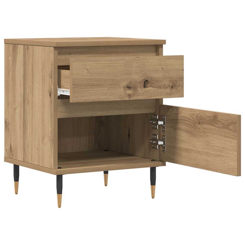 vidaXL Κομοδίνα 2 τεμ. τεχνίτης Δρυς 40 x 35 x 50 εκ. από Επεξεργ Ξύλο