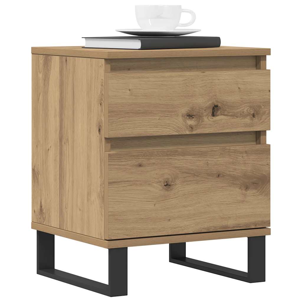 vidaXL Κομοδίνα 2 τεμ. τεχνίτης Δρυς 40 x 35 x 50 εκ. από Επεξεργ Ξύλο