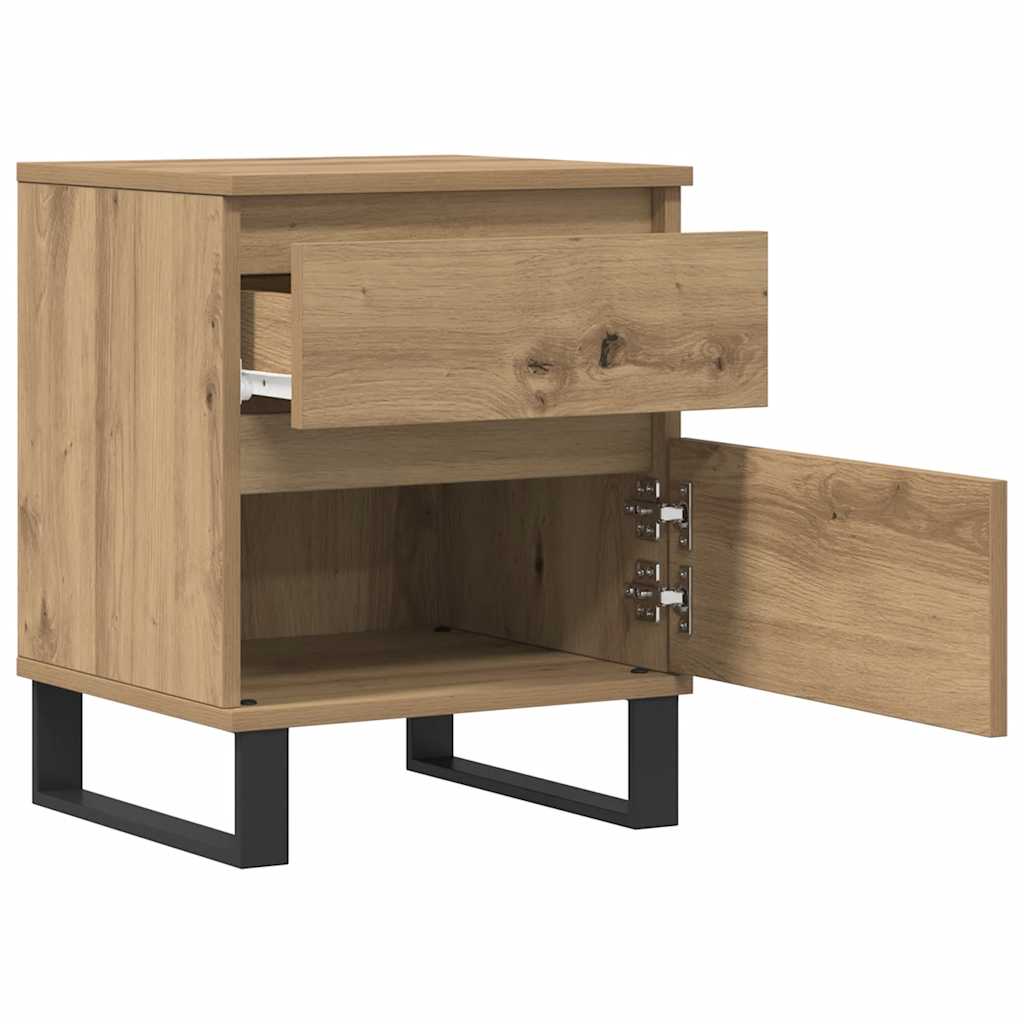 vidaXL Κομοδίνα 2 τεμ. τεχνίτης Δρυς 40 x 35 x 50 εκ. από Επεξεργ Ξύλο
