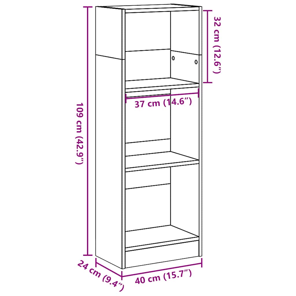 vidaXL Βιβλιοθήκη Γυαλιστερό Λευκό 40x24x109 εκ. Επεξεργασμένο Ξύλο