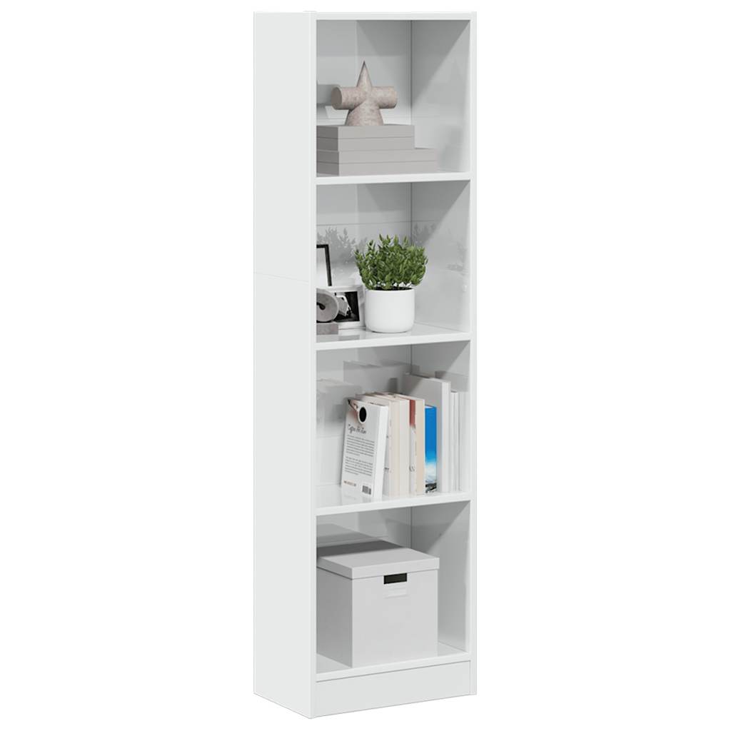 vidaXL Βιβλιοθήκη Γυαλιστερό Λευκό 40x24x143 εκ. Επεξεργασμένο Ξύλο