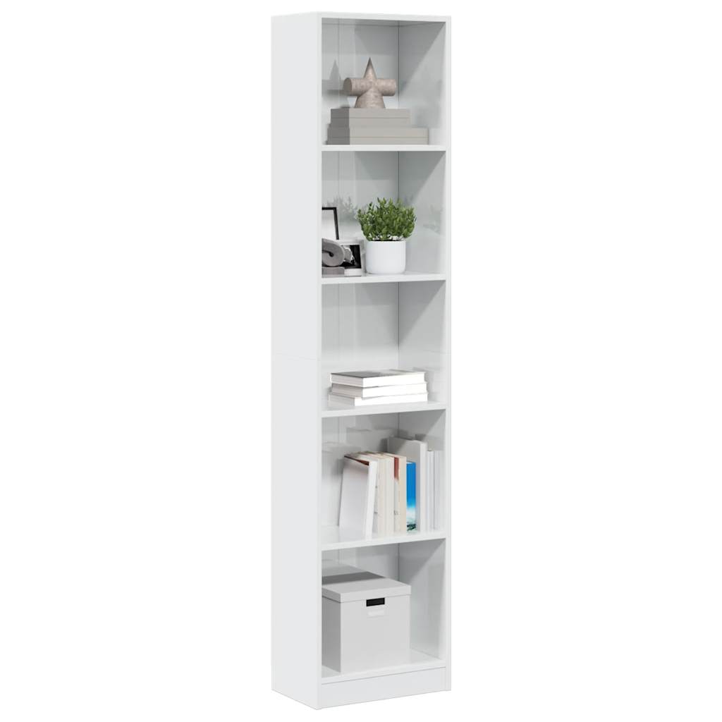 vidaXL Βιβλιοθήκη Γυαλιστερό Λευκό 40x24x176 εκ. Επεξεργασμένο Ξύλο