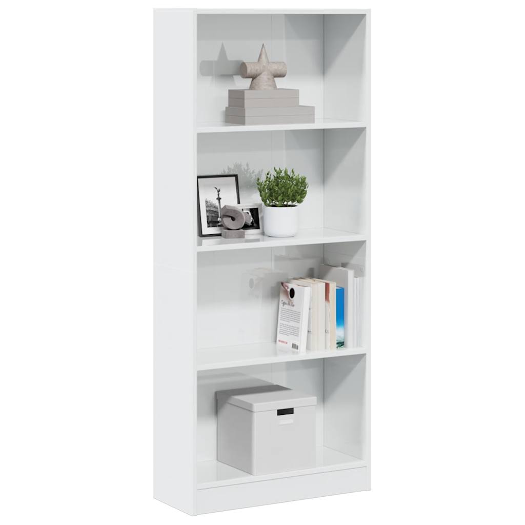 vidaXL Βιβλιοθήκη Γυαλιστερό Λευκό 60x24x143 εκ. Επεξεργασμένο Ξύλο