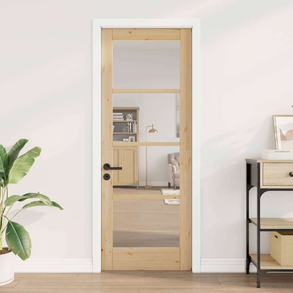 vidaXL Εσωτερική Πόρτα με Γυαλί "ORKDAL" 73,5x198,5x4 cm Μασίφ Ξύλο Πεύκου