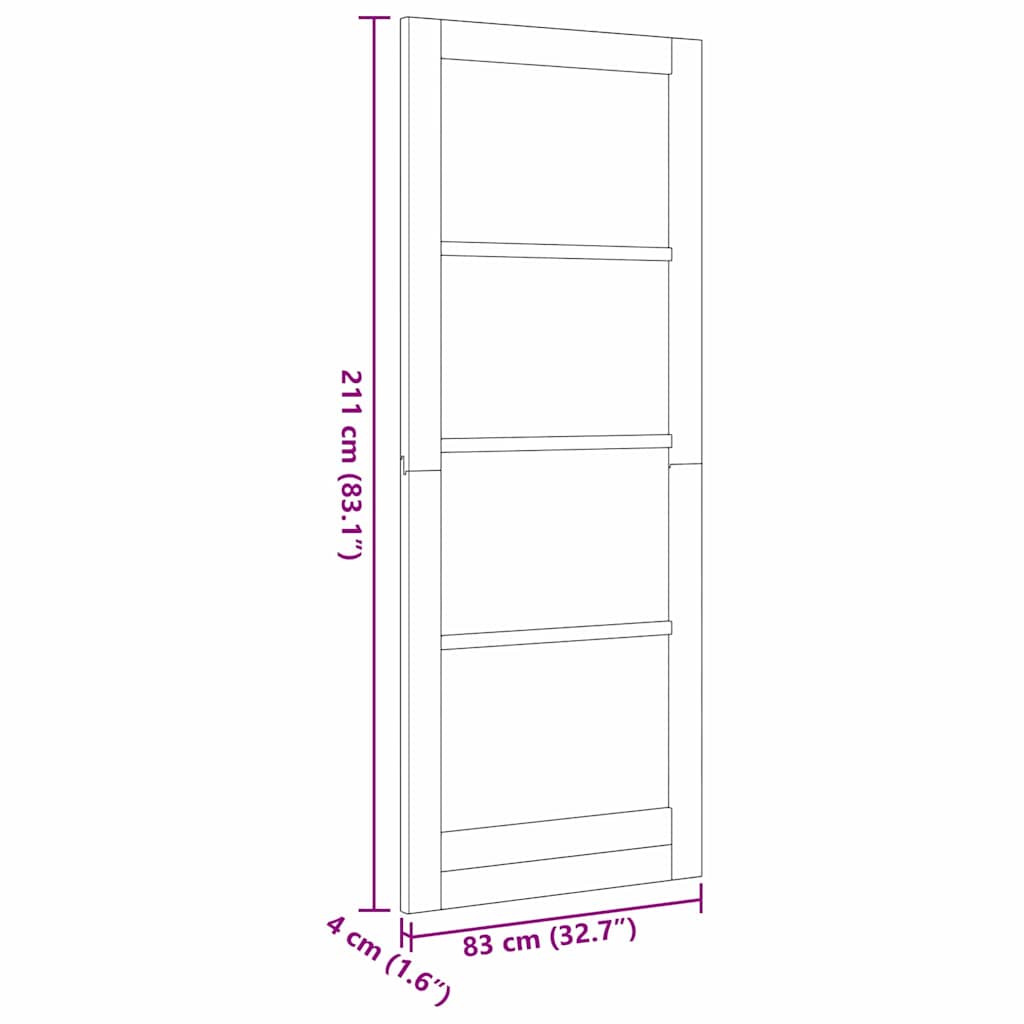 vidaXL Εσωτερική Πόρτα με Γυαλί "ORKDAL" 83x211x4 εκ. Μασίφ Ξύλο Πεύκου