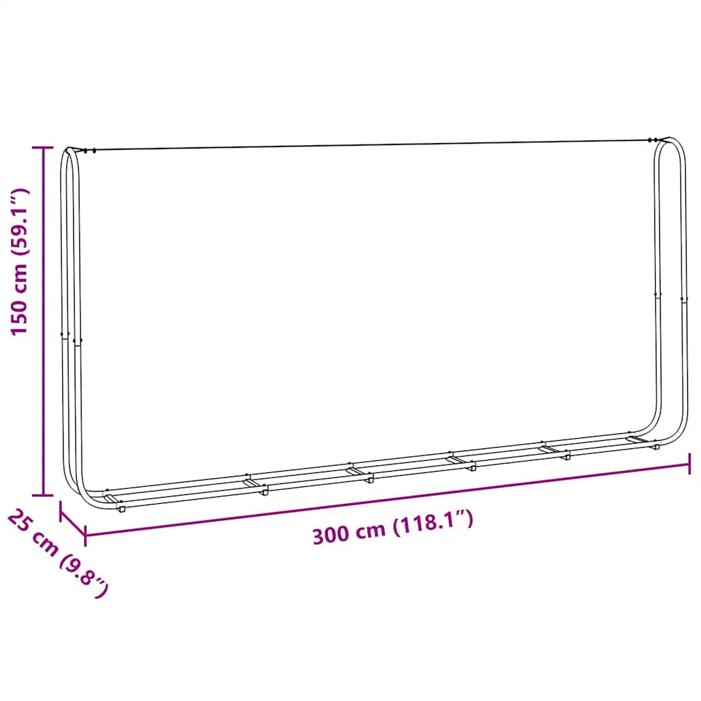 vidaXL Ράφι Καυσόξυλων 300x25x150 εκ. Γαλβανιζέ Ατσάλι
