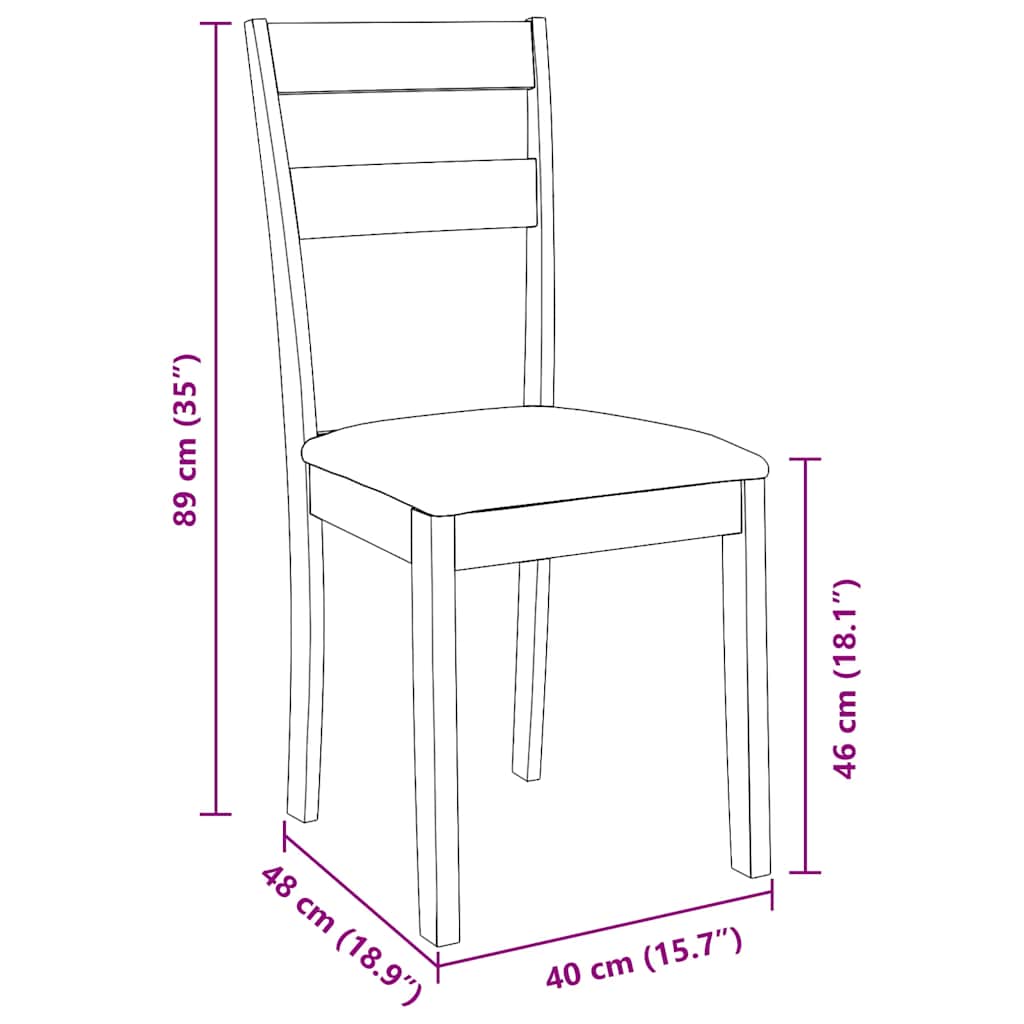 vidaXL Καρέκλες τραπεζαρίας με μαξιλάρια 2 τεμάχια Καφέ μασίφ ξύλο