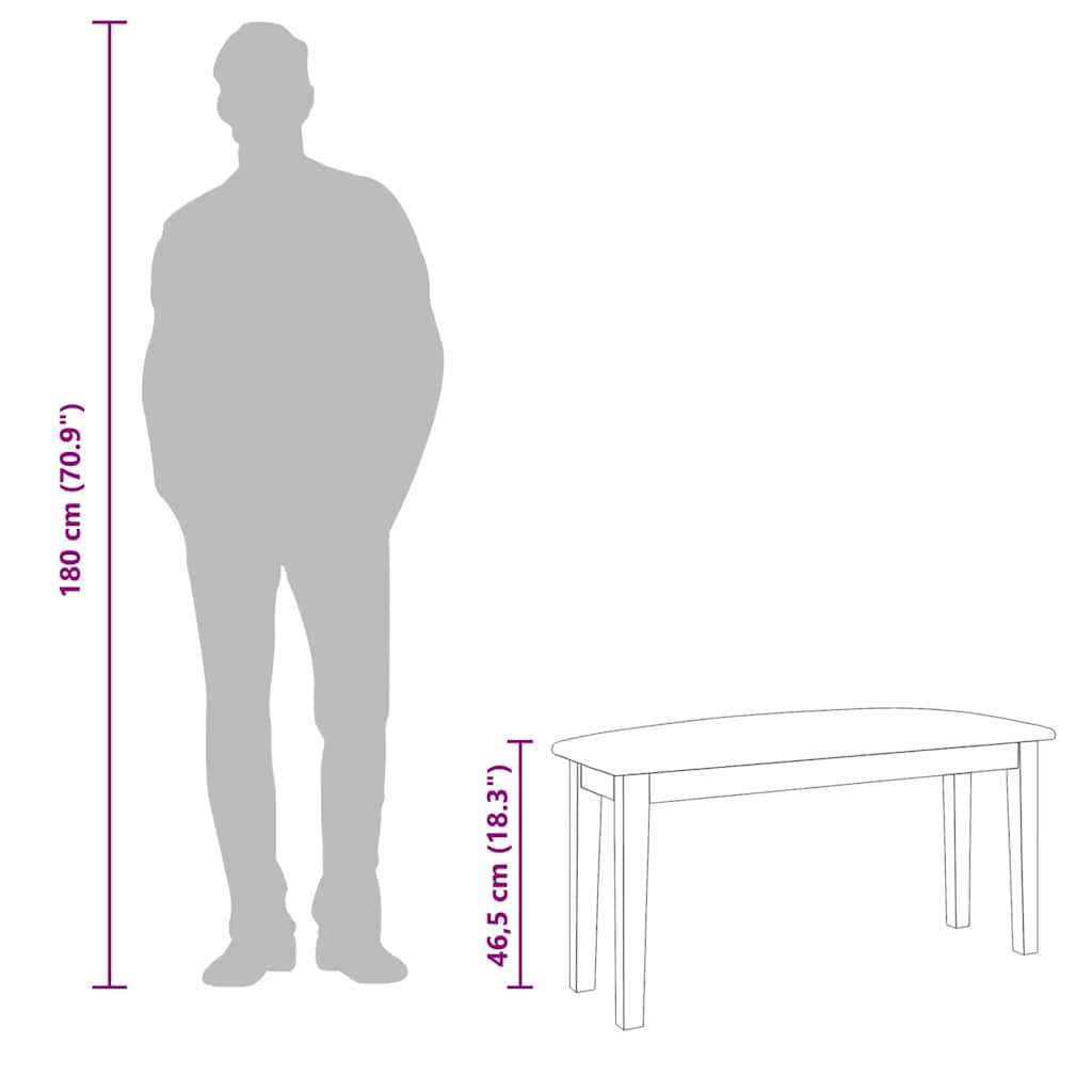 Πάγκος vidaXL 90 cm από μασίφ ξύλο καουτσούκ