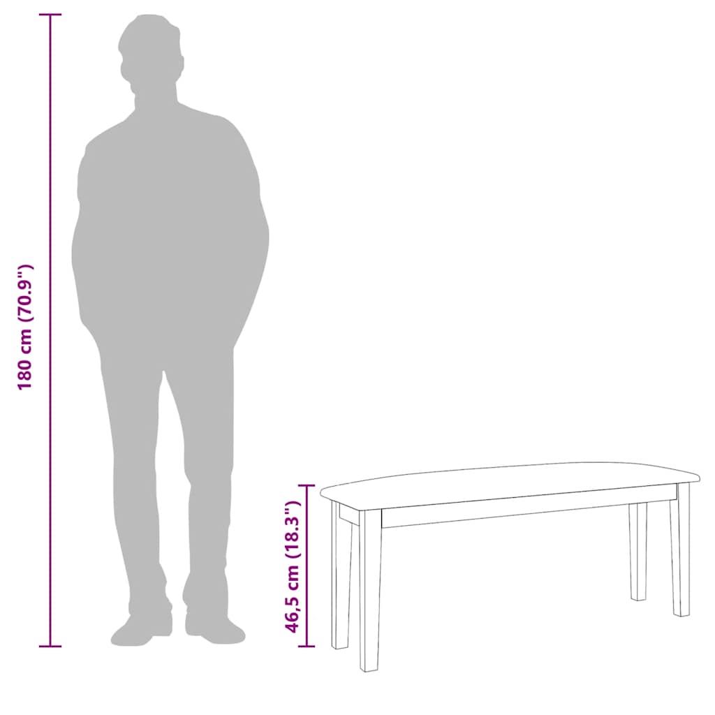 Πάγκος vidaXL 110 cm μασίφ ξύλο καουτσούκ