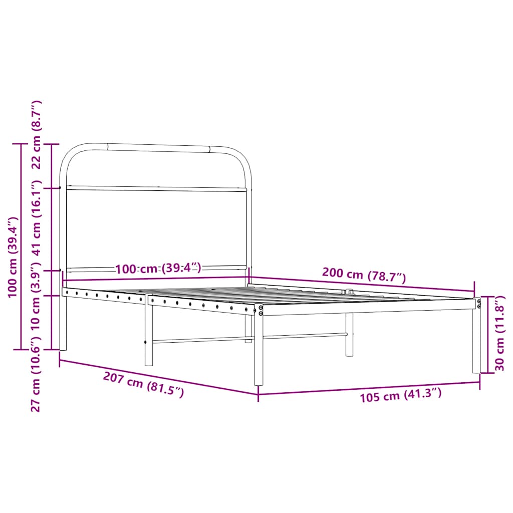 vidaXL Πλαίσιο Κρεβατιού Χωρ. Στρώμα Sonoma Δρυς 100x200εκ Επ. Ξύλο