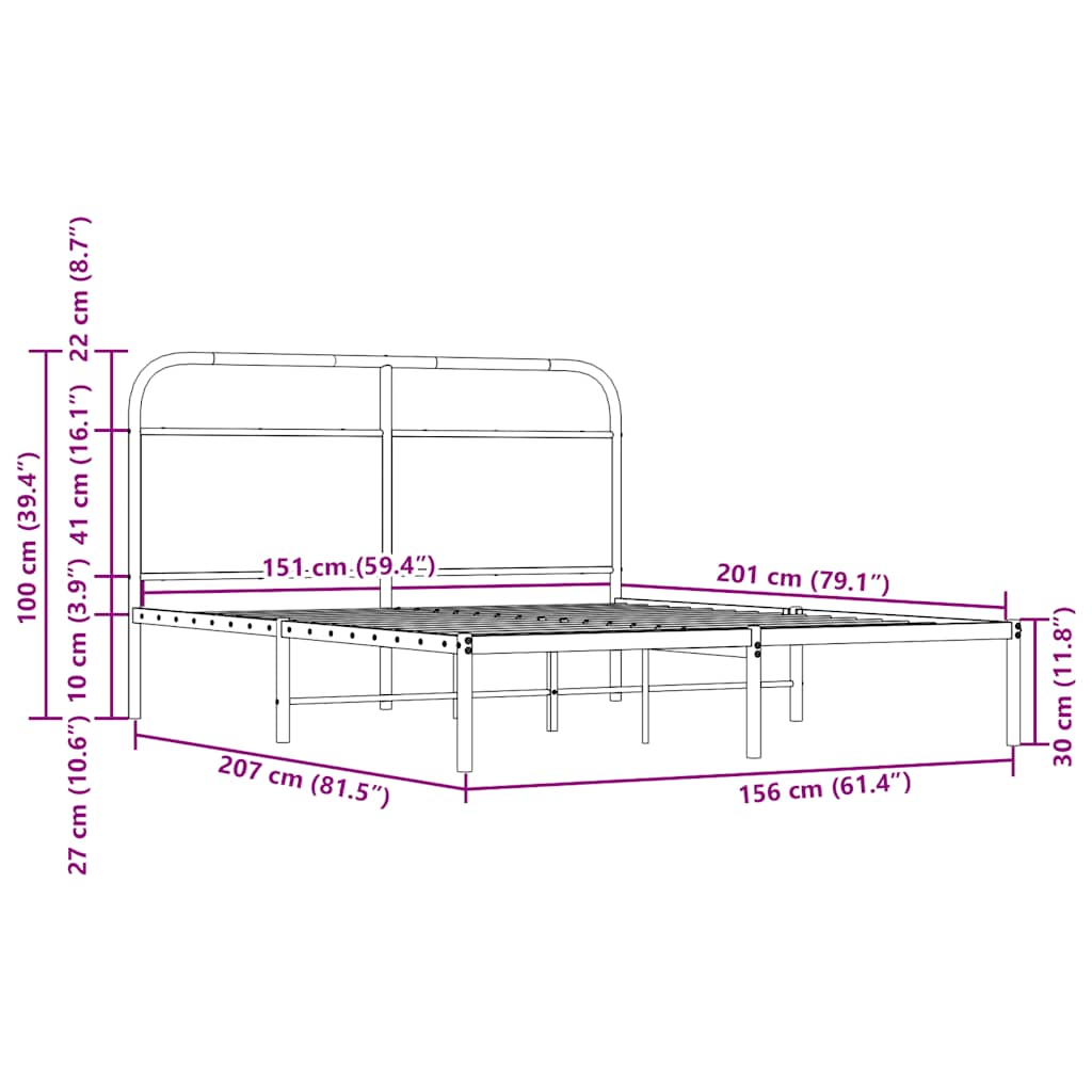 vidaXL Πλαίσιο Κρεβατιού Χωρ. Στρώμα Καφέ Δρυς 150x200εκ. Επ. Ξύλο
