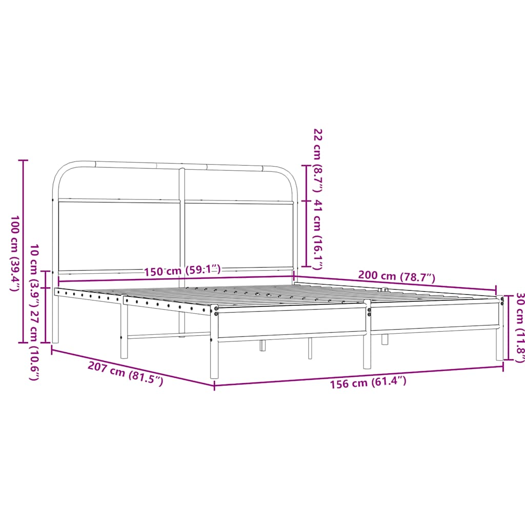 vidaXL Πλαίσιο Κρεβατιού Χωρ. Στρώμα Καφέ Δρυς 150x200εκ. Επ. Ξύλο