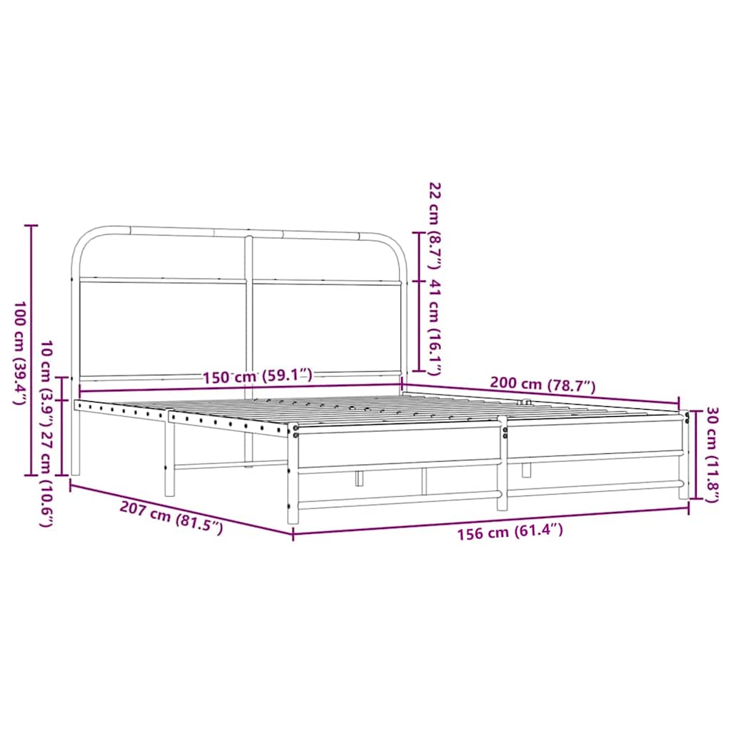 vidaXL Πλαίσιο Κρεβατιού Χωρ. Στρώμα Καφέ Δρυς 150x200εκ. Επ. Ξύλο