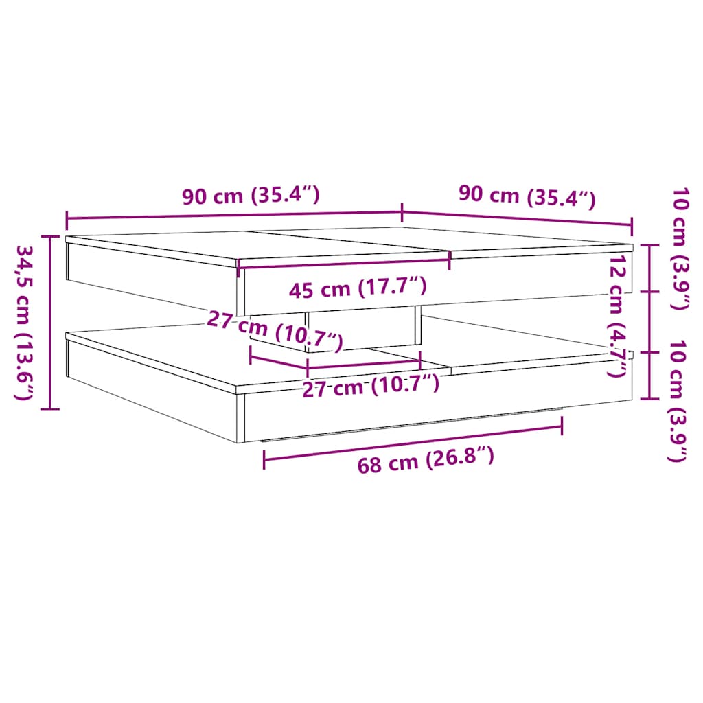 vidaXL Τραπεζάκι σαλονιού περιστρεφόμενο κατά 360 μοίρες από μπετόν