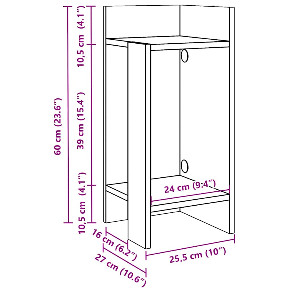 vidaXL Τραπεζάκια 2 τεμ. με ράφι Γκρι Sonoma 25,5x27x60 εκ.