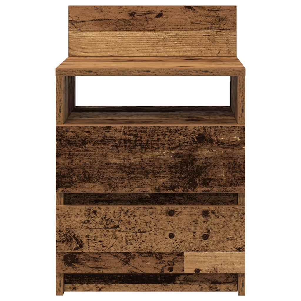 vidaXL Κομοδίνο με 2 συρτάρια Παλιό ξύλο 40x33x60 cm