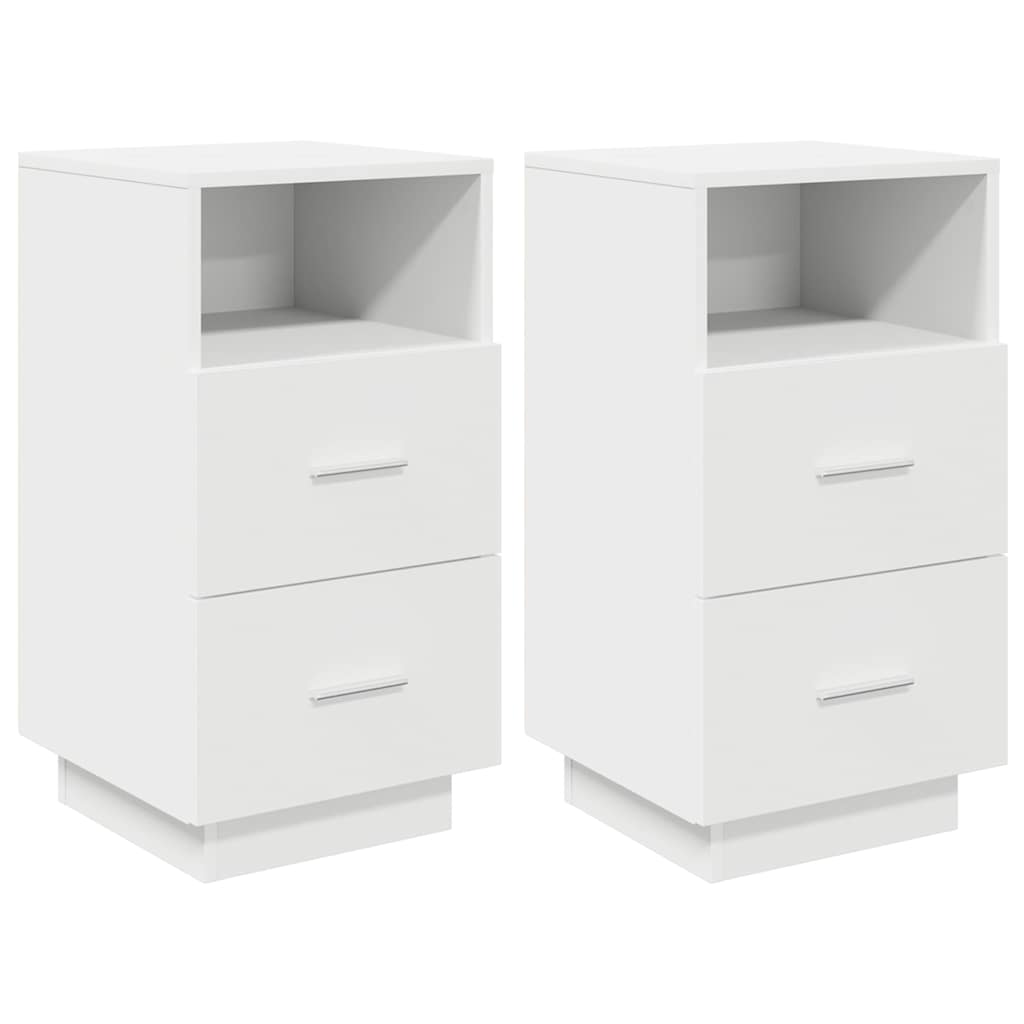 vidaXL Κομοδίνα 2 τμχ με 2 συρτάρια Λευκό 36x36x68 cm