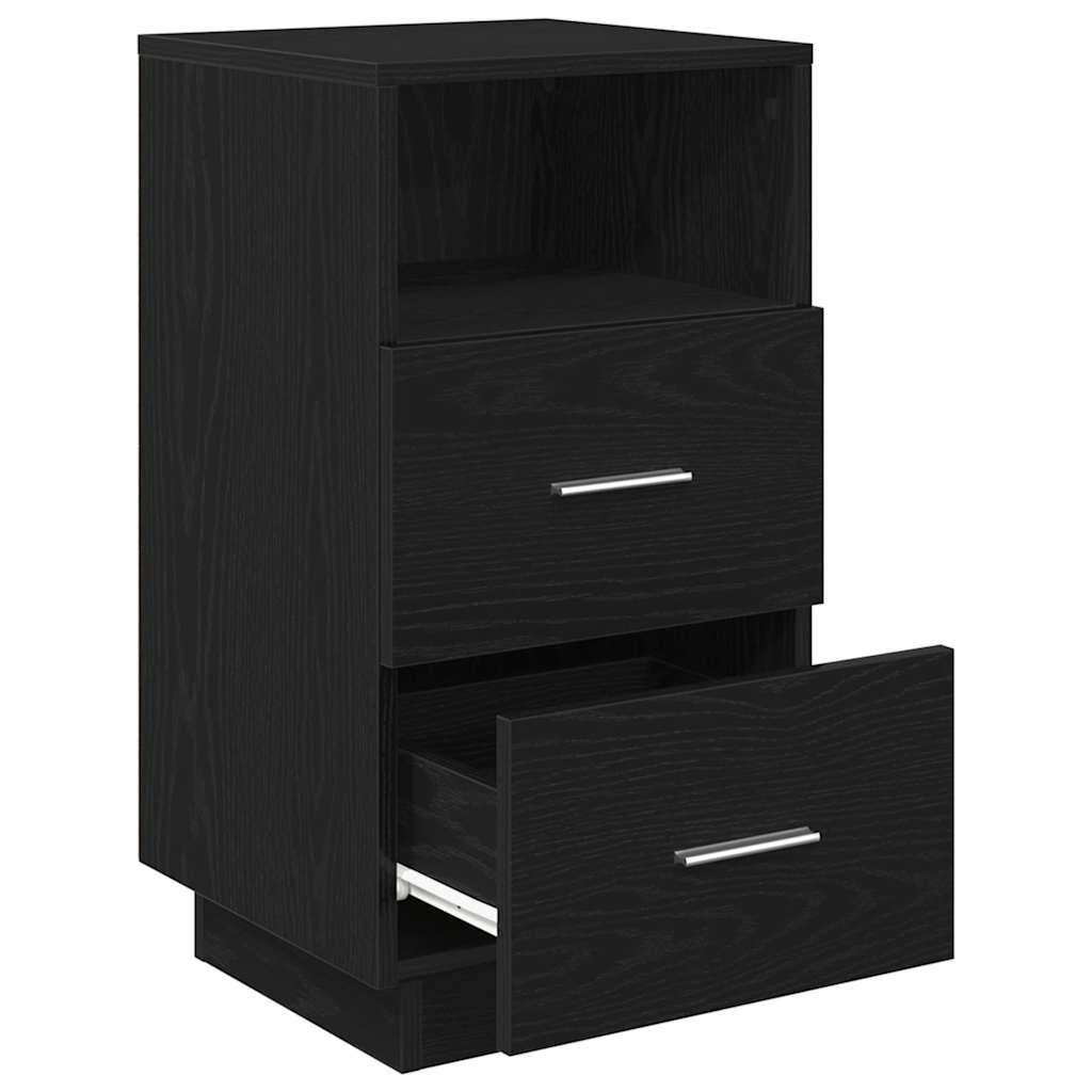 vidaXL Κομοδίνο με 2 συρτάρια mαύρο 36x36x68 cm