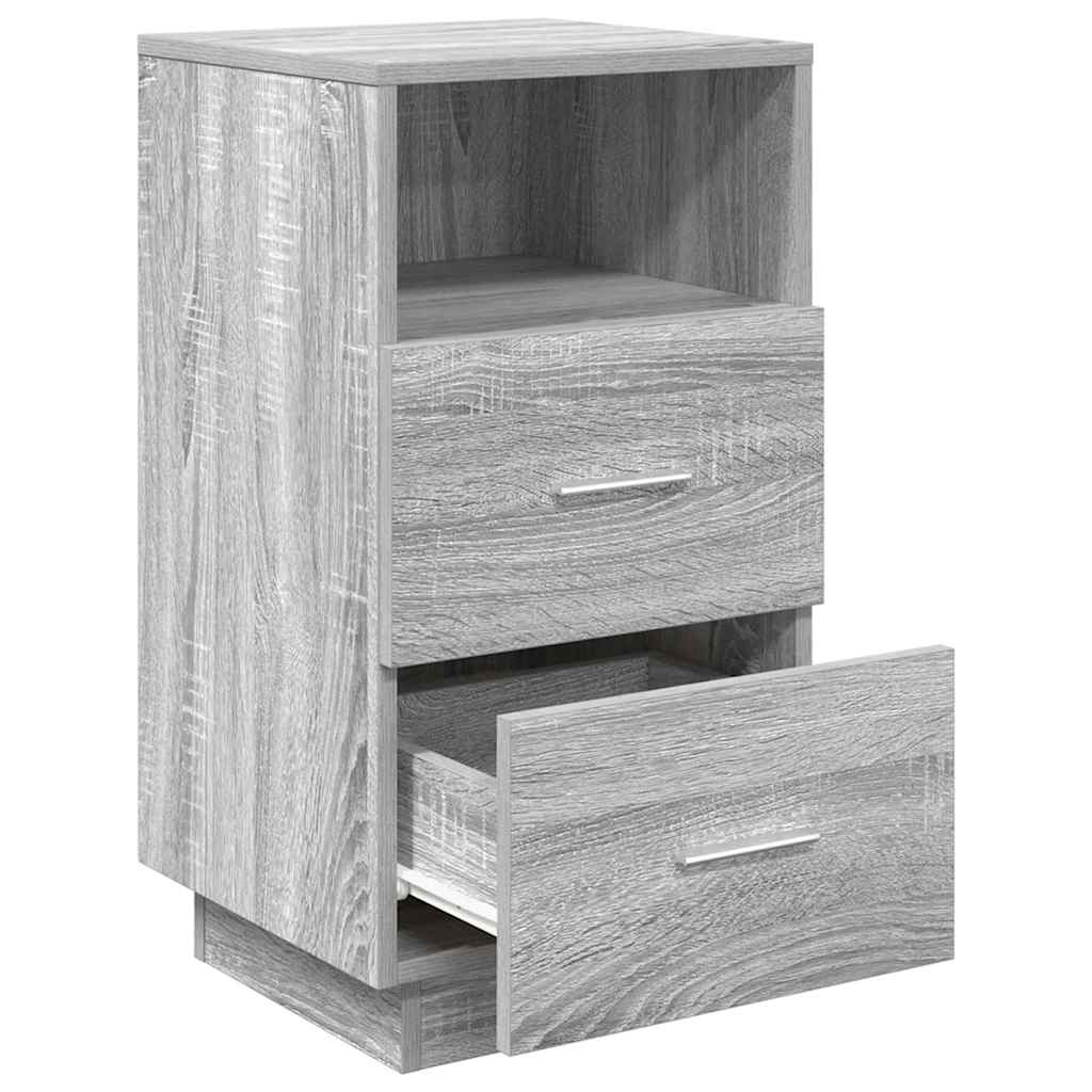 vidaXL Κομοδίνα 2 τμχ με 2 συρτάρια Γκρι Sonoma 36x36x68 εκ.