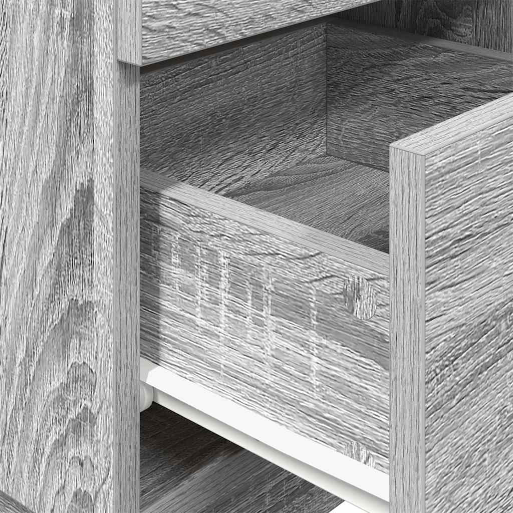 vidaXL Κομοδίνα 2 τμχ με 2 συρτάρια Γκρι Sonoma 36x36x68 εκ.