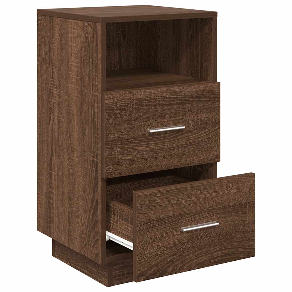 vidaXL Κομοδίνα 2 τμχ με 2 συρτάρια Καφέ Δρυς 36x36x68 εκ.