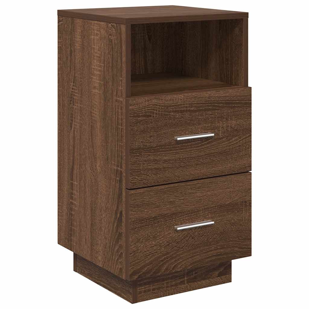 vidaXL Κομοδίνα 2 τμχ με 2 συρτάρια Καφέ Δρυς 36x36x68 εκ.