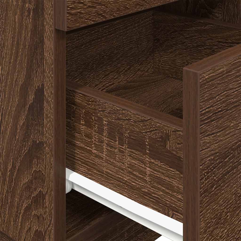 vidaXL Κομοδίνα 2 τμχ με 2 συρτάρια Καφέ Δρυς 36x36x68 εκ.