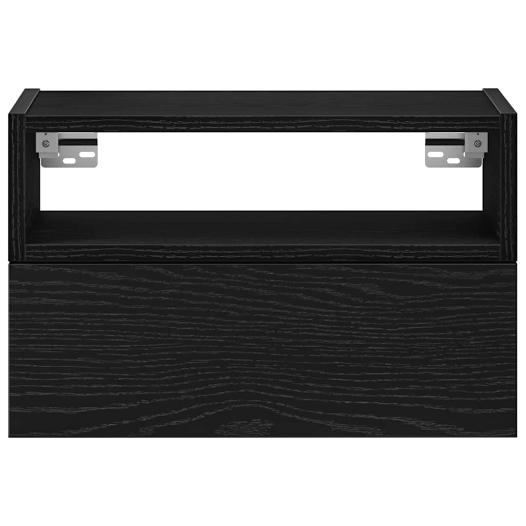 vidaXL Επιτοίχια κομοδίνα 2 τεμάχια Μαύρο 45x26x28,5 cm