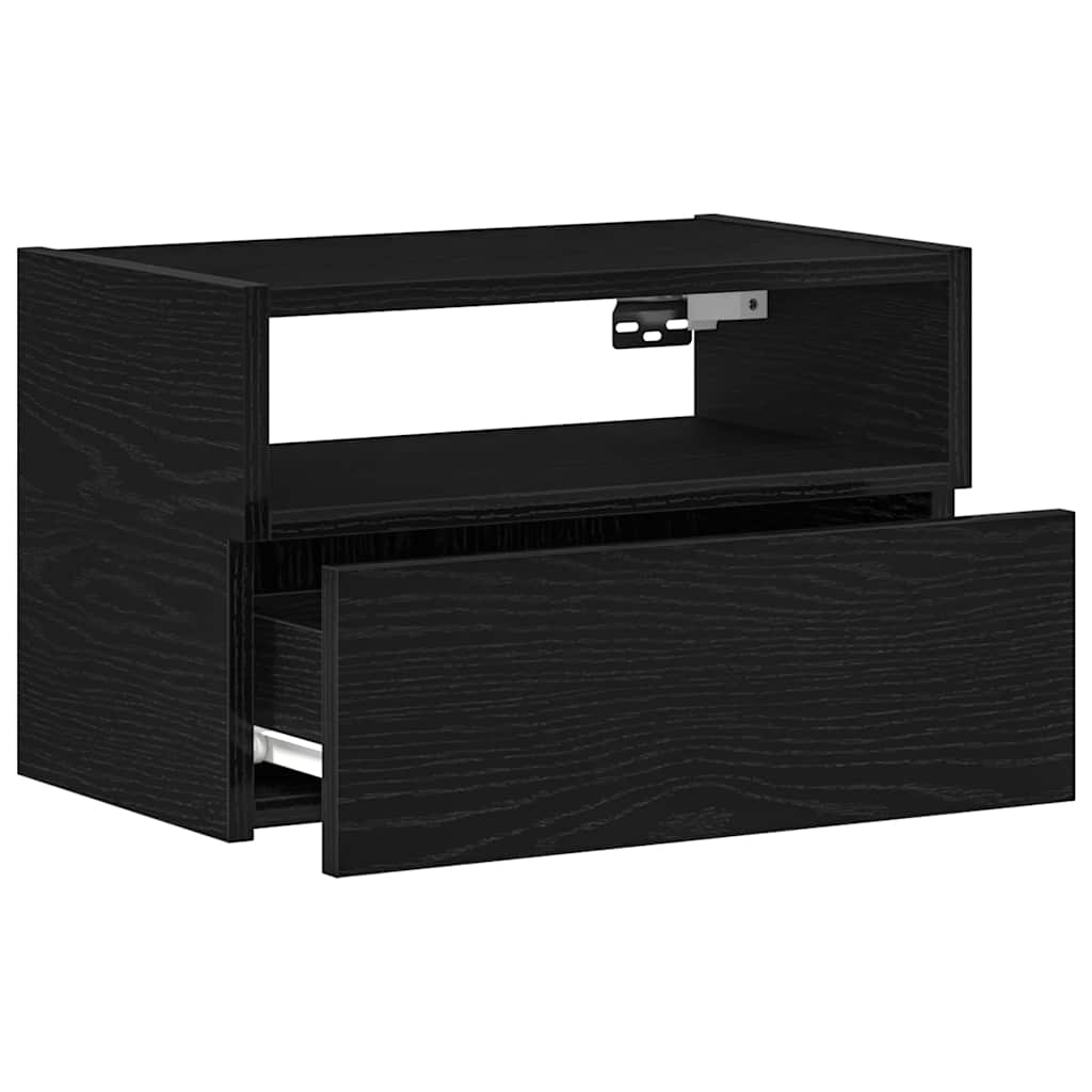vidaXL Επιτοίχια κομοδίνα 2 τεμάχια Μαύρο 45x26x28,5 cm