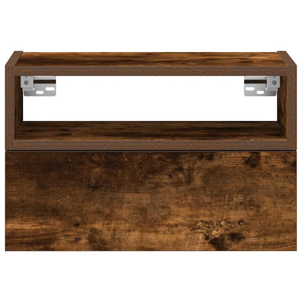 vidaXL Κομοδίνα Επιτοίχια 2 τεμ. Καπνιστή Δρυς 45x26x28,5 εκ.