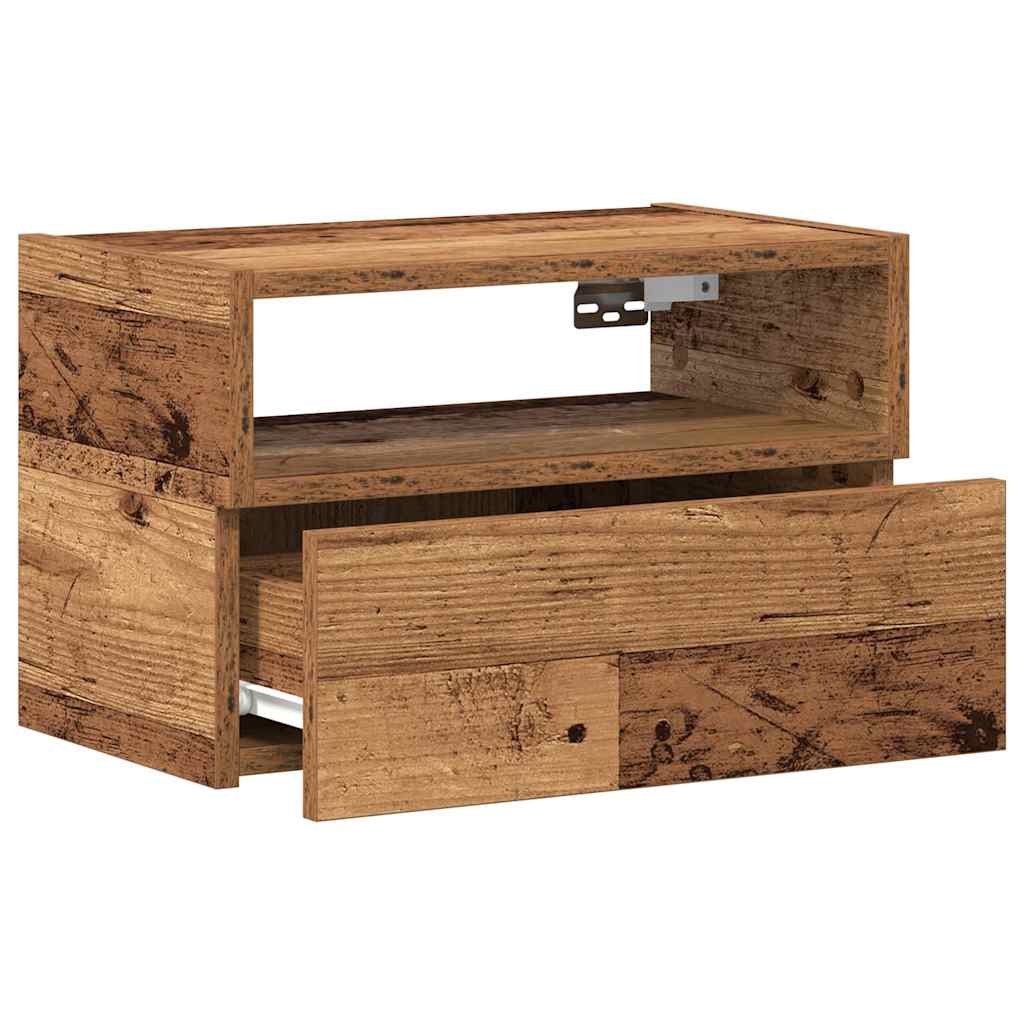 vidaXL Κομοδίνο Επιτοίχιο Όψη Παλαιού Ξύλου 45x26x28,5 εκ.