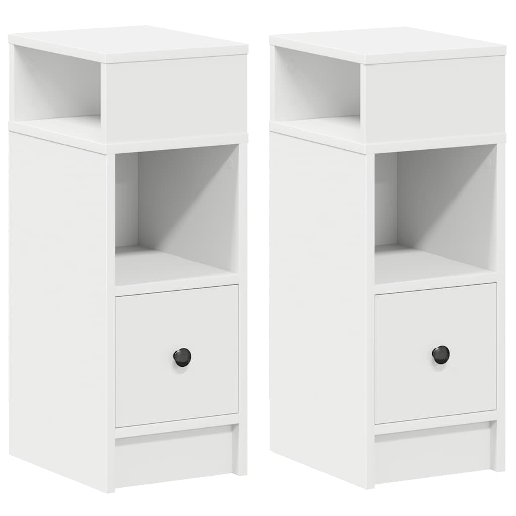 vidaXL Κομοδίνα 2 τεμάχια με συρτάρι Λευκό 25x31x66 cm