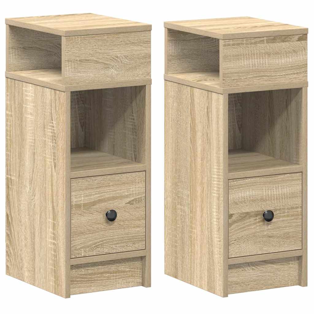 vidaXL Κομοδίνα 2 τεμάχια με συρτάρι Sonoma Δρυς 25x31x66 εκ.