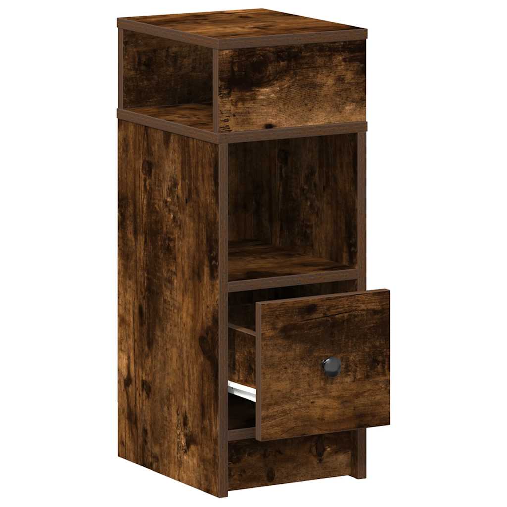 vidaXL Κομοδίνο με συρτάρι Καπνιστή Δρυς 25x31x66 εκ.