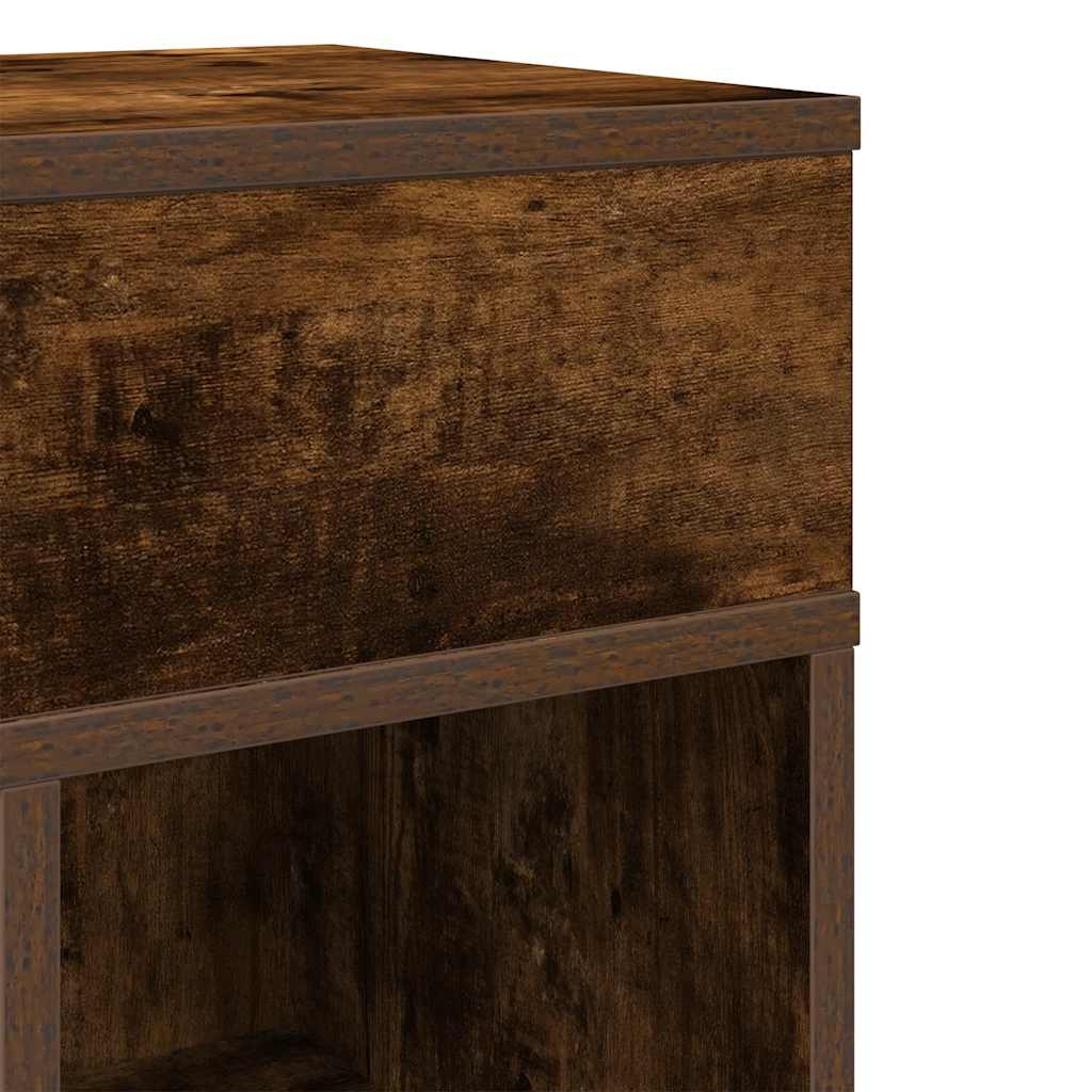 vidaXL Κομοδίνο με συρτάρι Καπνιστή Δρυς 25x31x66 εκ.