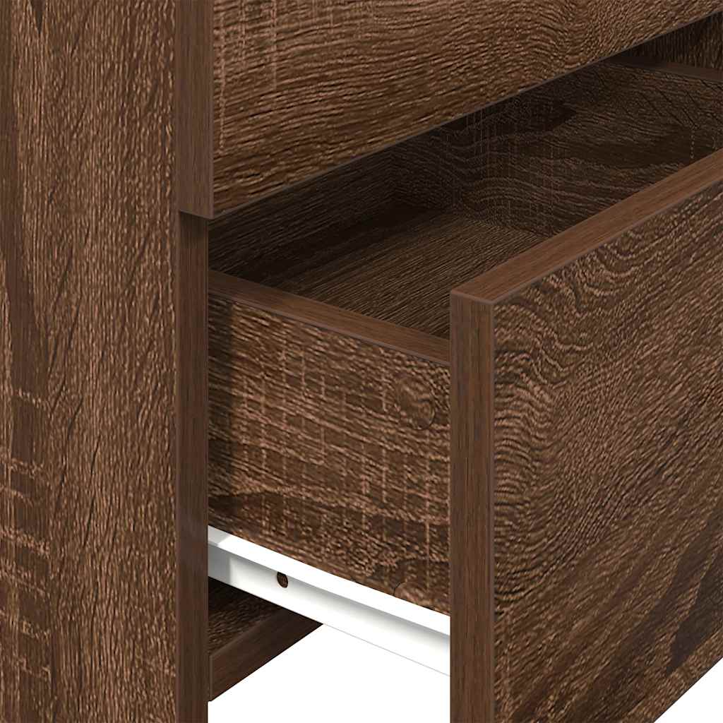 vidaXL Κομοδίνο με 2 Συρτάρια Καφέ Δρυς 40x36,5x62 εκ.