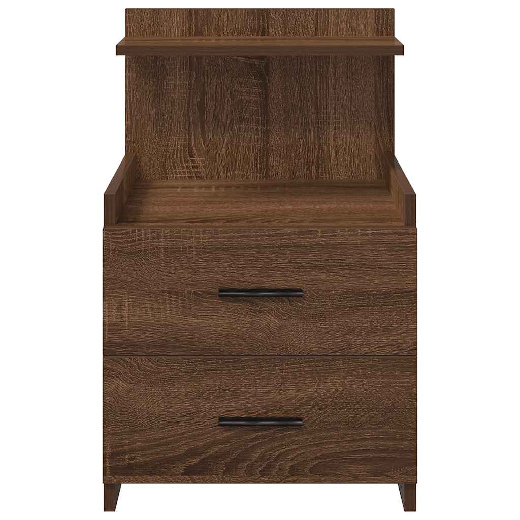 vidaXL Κομοδίνα 2 τεμ. με 2 Συρτάρια, Καφέ Δρυς 40x36,5x62 εκ.