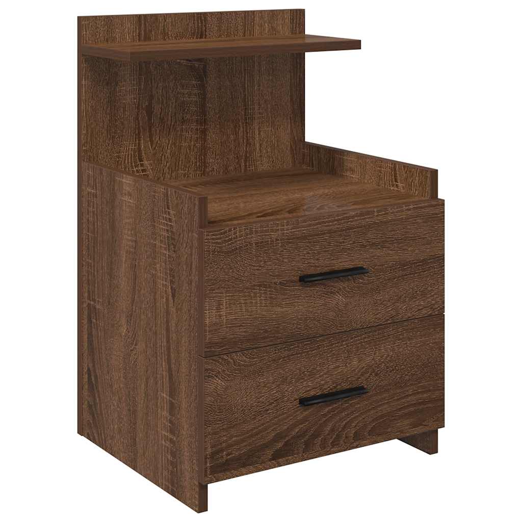 vidaXL Κομοδίνα 2 τεμ. με 2 Συρτάρια, Καφέ Δρυς 40x36,5x62 εκ.