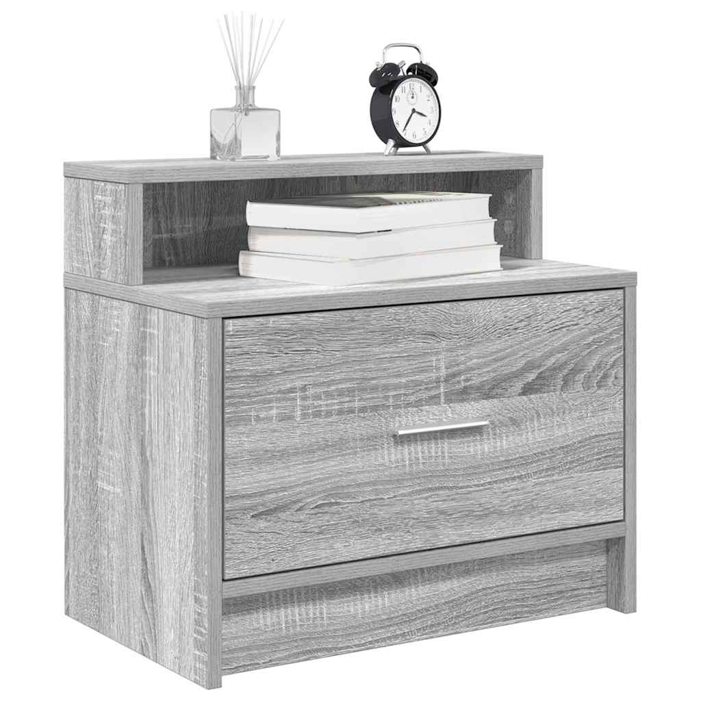 vidaXL Κομοδίνα με συρτάρι 2 τεμ. Γκρι Sonoma 51x31x47 εκ.