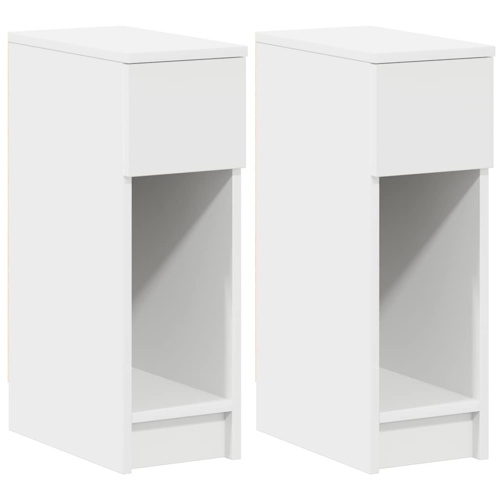 vidaXL Κομοδίνα με συρτάρι 2 τεμάχια Λευκό 20x36x60 cm